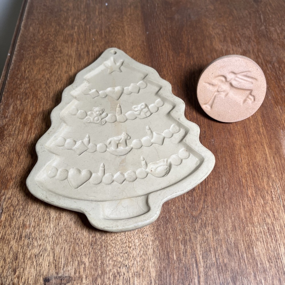 Vtg Brown Bag Cookie Art Christmas Tree And Angel Cookie Mold 1986 Hill Design‎
